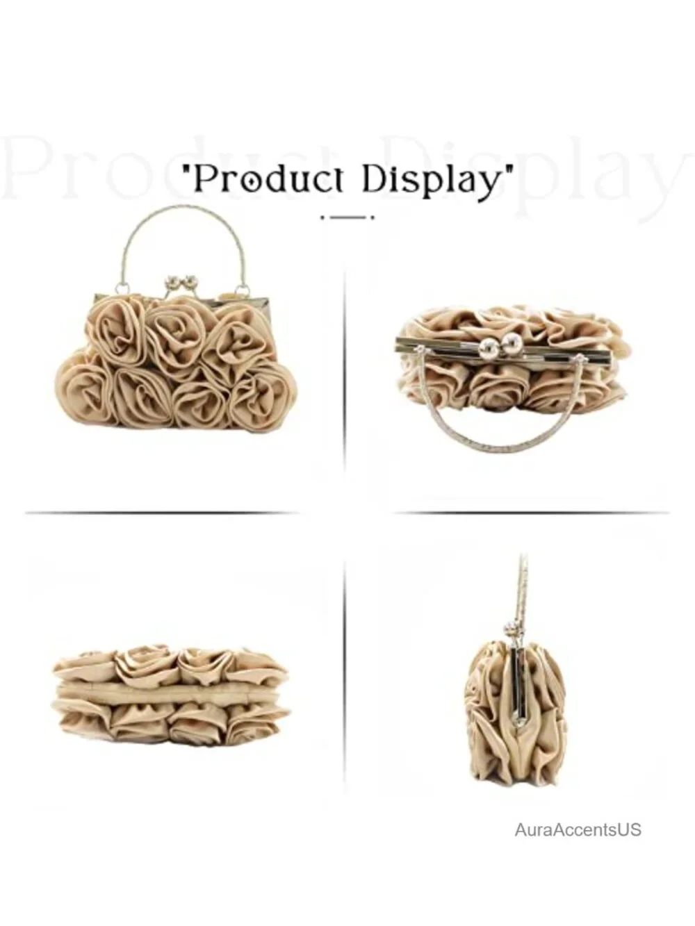 Satin Floral Evening Clutch with Detachable Chain Strap